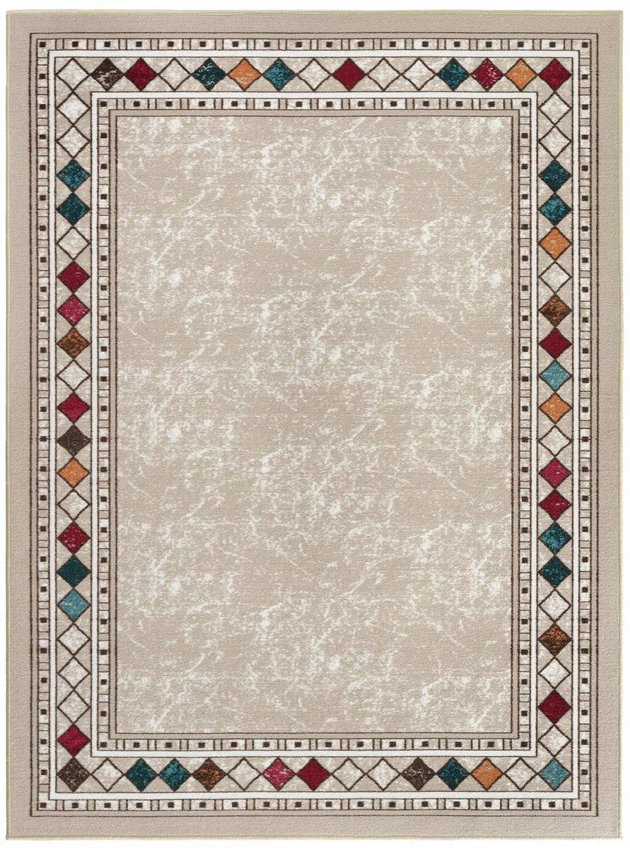 Antep Rugs Alfombras Modern Bordered 2x4 Non-Skid (Non-Slip) Low Profile Pile Rubber Backing Kitchen Area Rugs (Gray, 2'3 x 4')