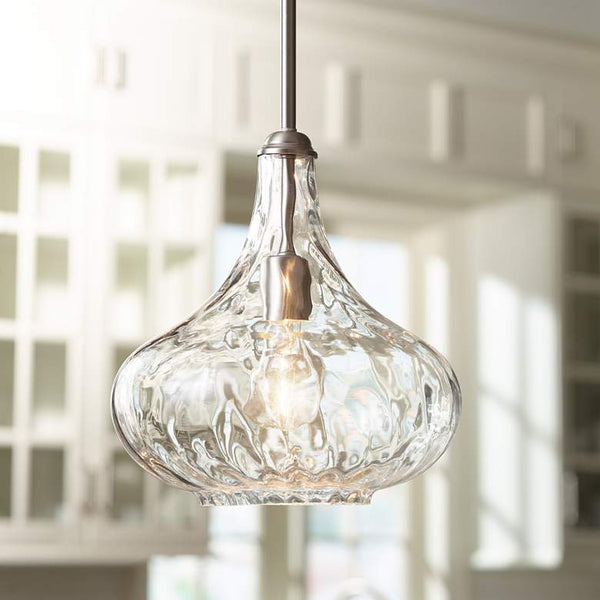 Hammered glass pendant deals light