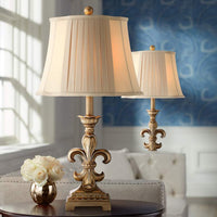 Louis Gold Finish Fleur-de-Lis Table Lamps Set of 2 – Discounted-Rugs