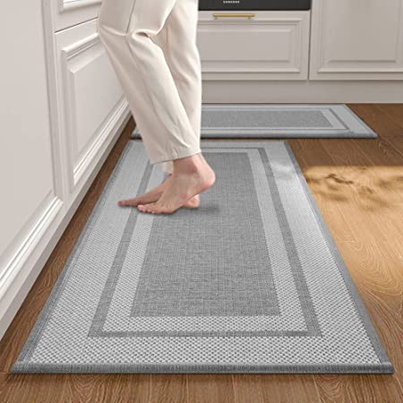 Kitchen Rugs and Mats Washable [2 PCS] Non-Skid Natural Rubber Backing