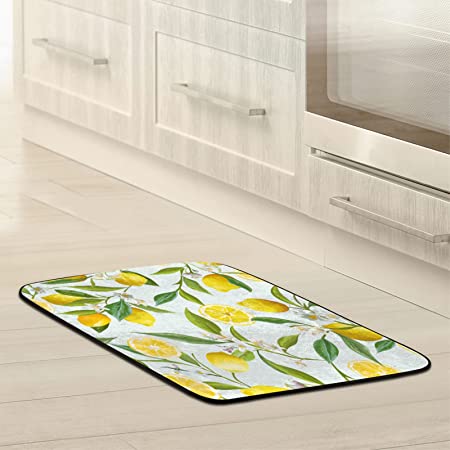 Lemon Yellow Tree Dish Drying Mat Kitchen Rug Mat,Comfort Flooring,  Commercial Grade Pads, Absorbent, Ergonomic Floor Pad, Rugs for Office  Stand Up Desk, 20x41inch/24x71in 