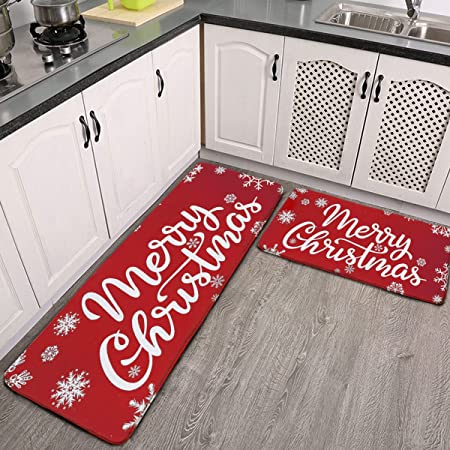  Pink Christmas Tree Kitchen Rugs and Mats 2 Pieces Set, Pink  Xmas Tree Winter Snowflake Rustic Non Slip Floor Mat for Sink Laundry,  Cushioned Anti-Fatigue Comfort Mat for Kitchen (20x31.5+20x47) 