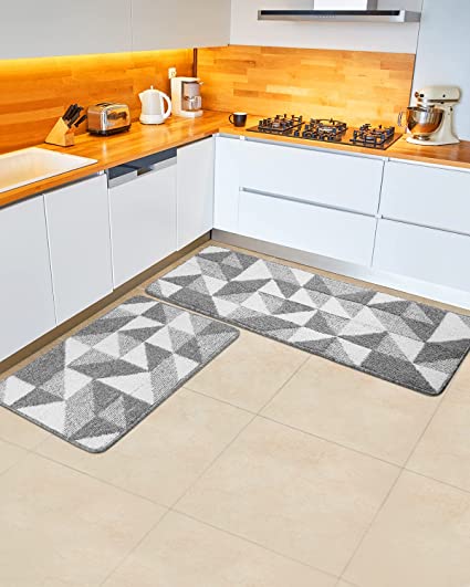 Color&Geometry Kitchen Rugs, Non Skid Kitchen Runner Rug Machine Washable  Kitchen Floor Mat, Easy to Clean Kitchen Rugs and Mats, 18x59, Grey