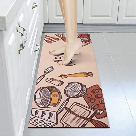 Indoor Mats Cushioned Anti Fatigue Kitchen Rugs Waterproof Non