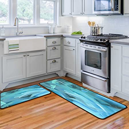 Kitchen Rugs and Mats for Floor Runner Rug Thin Non Skid Washable Super  Absorbent Pad Comfort Sink Mat for Laundry Room, Hallway, Set of 2,  17x29+17x59