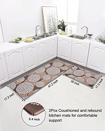 2 Pcs Kitchen Mat Cushioned Anti-Fatigue Non-Slip Floor Waterproof Comfort  Rugs