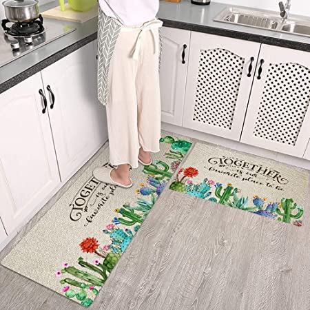 Floral Kitchen Mat Kitchen Rug, Cushioned Anti Fatigue Comfort Mat
