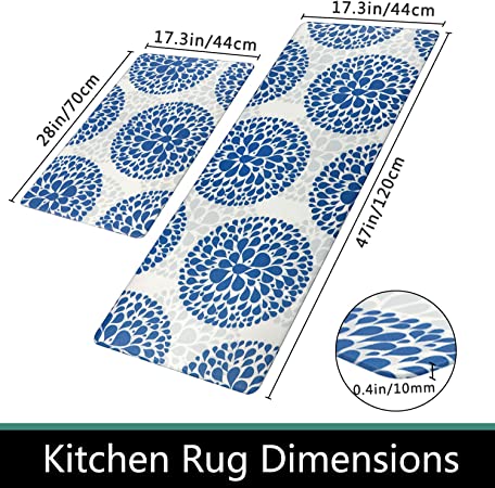 Homcomoda Kitchen Mats Cushioned Anti Fatigue 2 Piece PVC Waterproof Kitchen  Rugs Set Non Slip Kitchen Floor Mats Heavy Duty Com