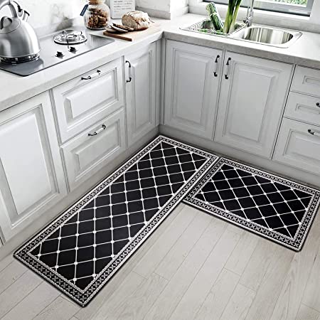 2 Piece Set Anti Fatigue Kitchen Floor Mats, Diamond Pattern