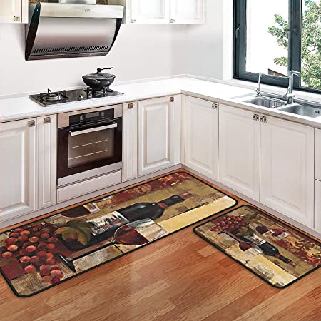 Evideco Coffee Anti Fatigue Kitchen Mat & Runner Rug Set of 2