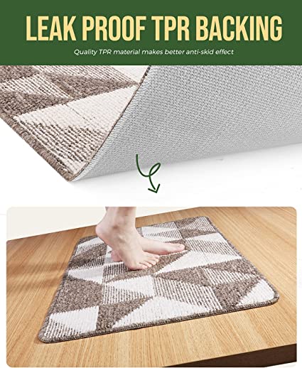BEQHAUSE Kitchen Floor Mat Dark Grey Kitchen Rugs Non Slip Machine Washable  Kitchen Mat Set of 2 with TPR Backing 100% Polyester Soft and Absorbent