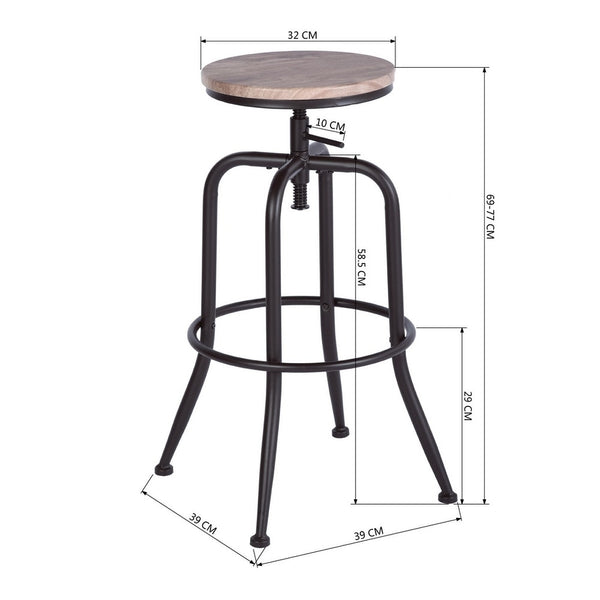 Modern 30.3 Inch Oak Backless Metal Frame Counter Height Bar